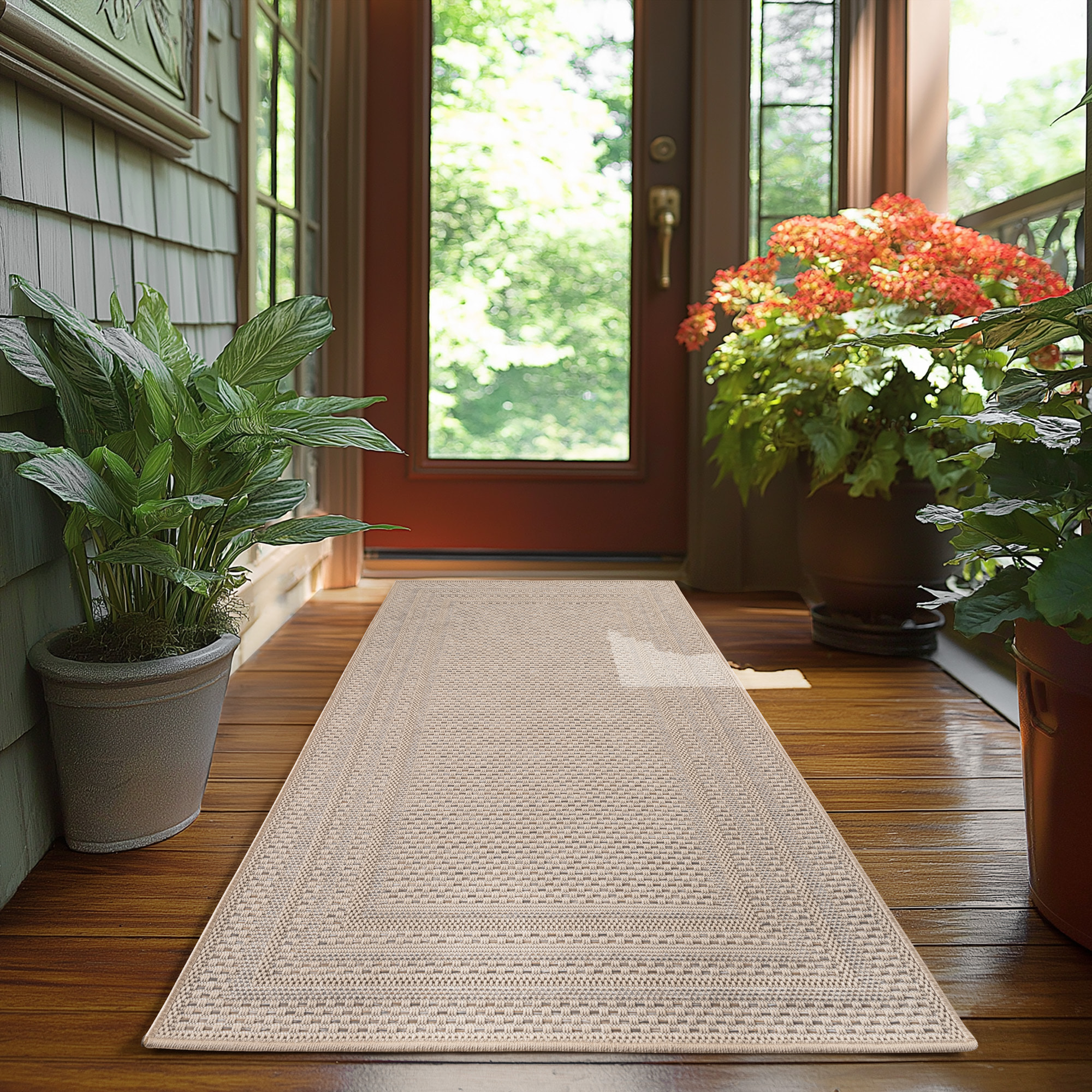 TENERIFE - Tapis intérieur/extérieur beige, design contemporain