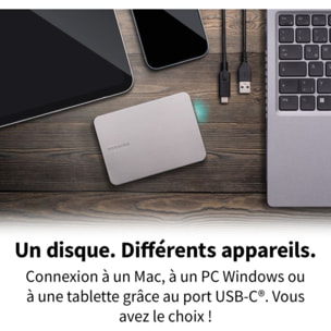 Disque dur externe TOSHIBA 2To Canvio Flex Silver USBC A