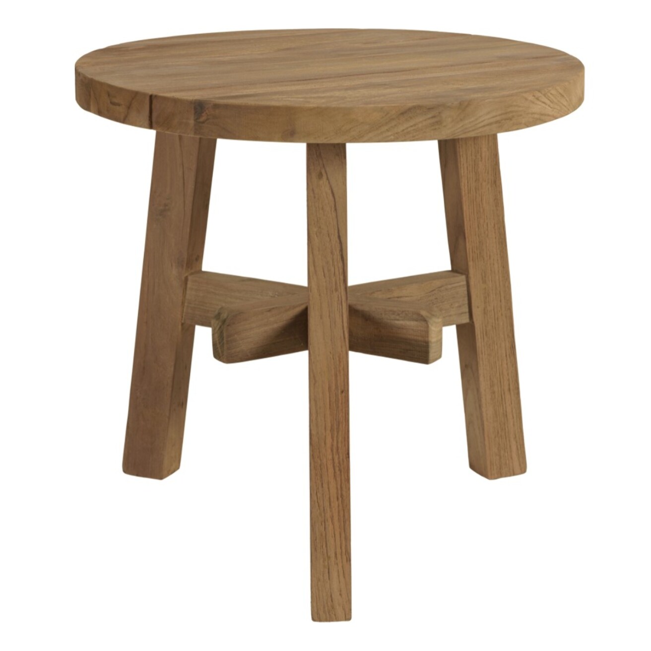 KALLY - Table d'appoint ronde en bois de teck recyclé naturel D47cm