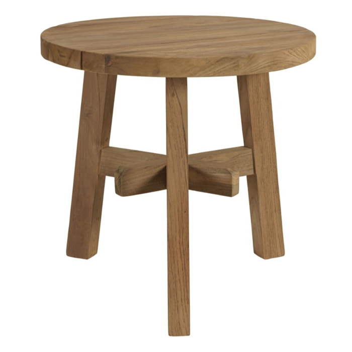 KALLY - Table d'appoint ronde en bois de teck recyclé naturel D47cm