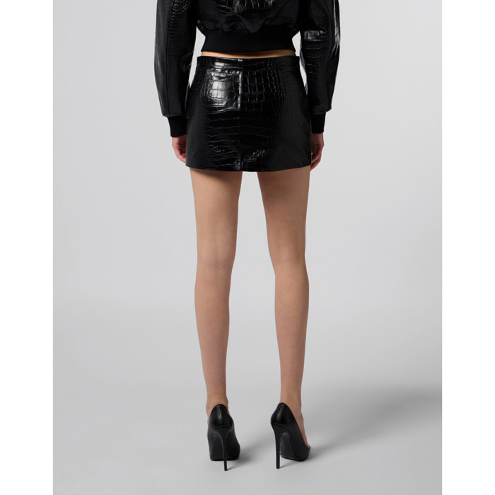 PHILIPP PLEIN Leather Mini Skirt Cocco