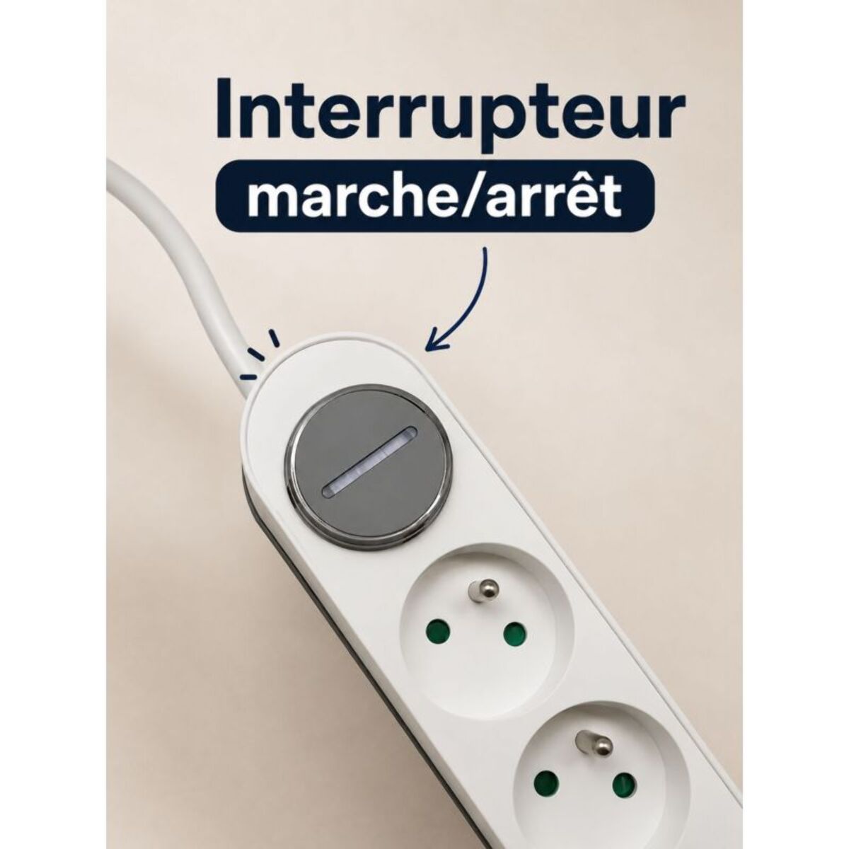 Multiprise ESSENTIELB 5 prises + port USB-C et USB-A 20W