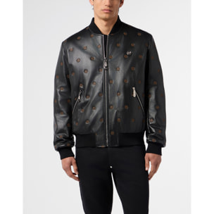 PHILIPP PLEIN Embroidered Nappa Leather Bomber Monogram Monogram