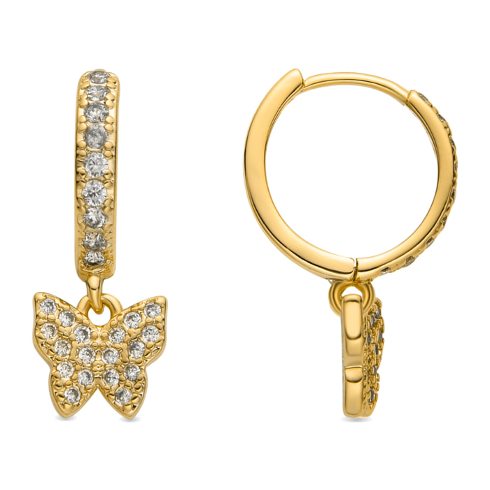 Pendientes con Circonita Brillante acabado oro 18k