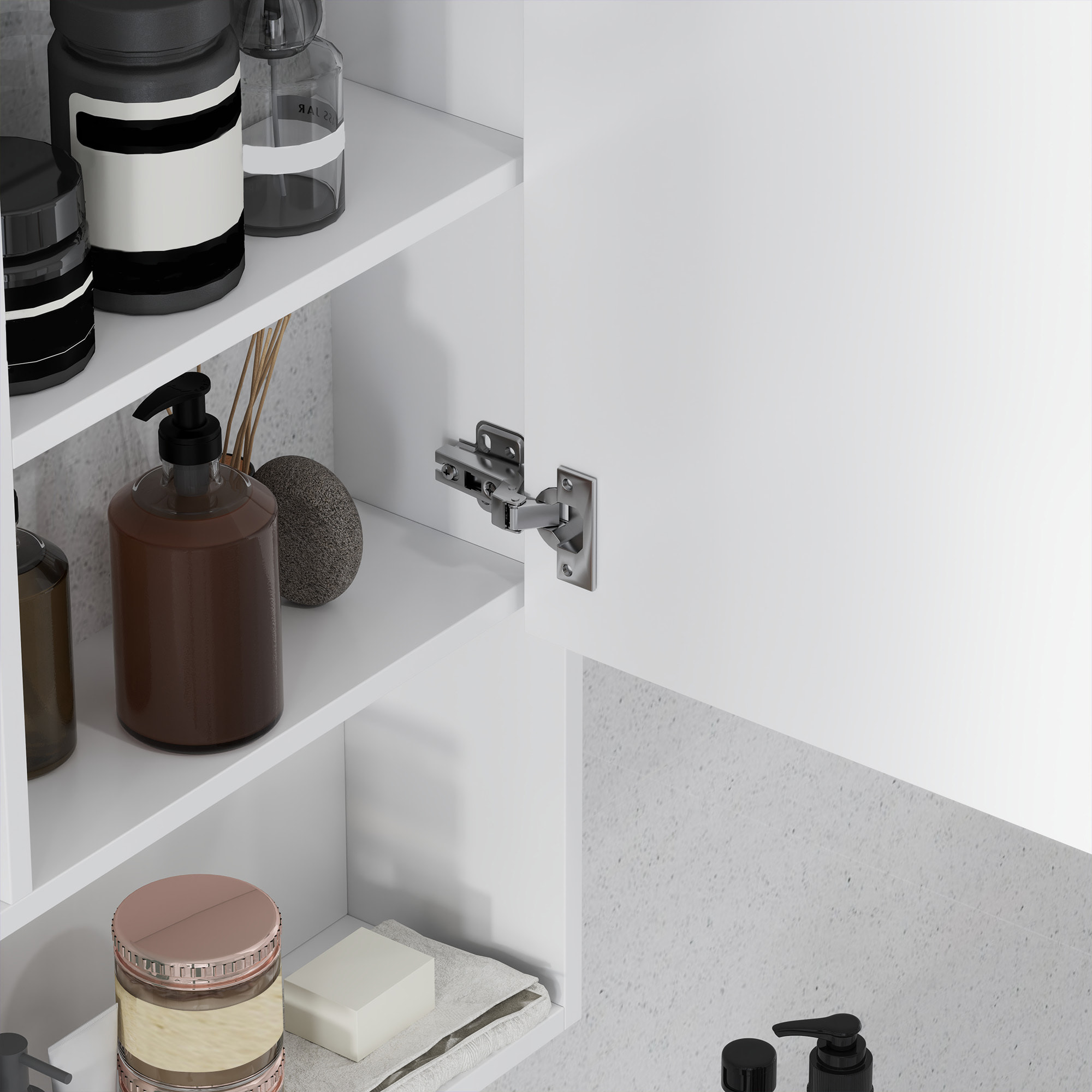 Armoire murale miroir salle de bain porte étagère 3 niches 60 x 15 x 76 cm blanc