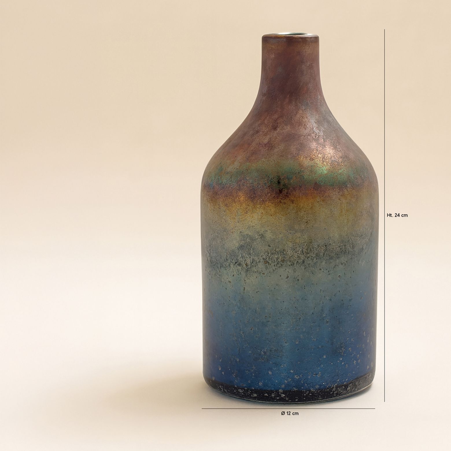 Vase bleu et rose en verre h24cm SUNSET