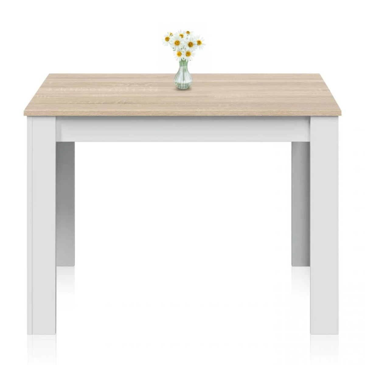 Mesa de comedor Dina Blanco Artik (Blanco Mate) - Roble Canadian