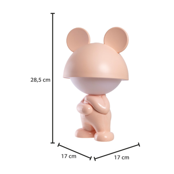 Lampada Led Per Bambini Da Tavolo Comodino Ricaricabile Modello Thinking Boy Rosa