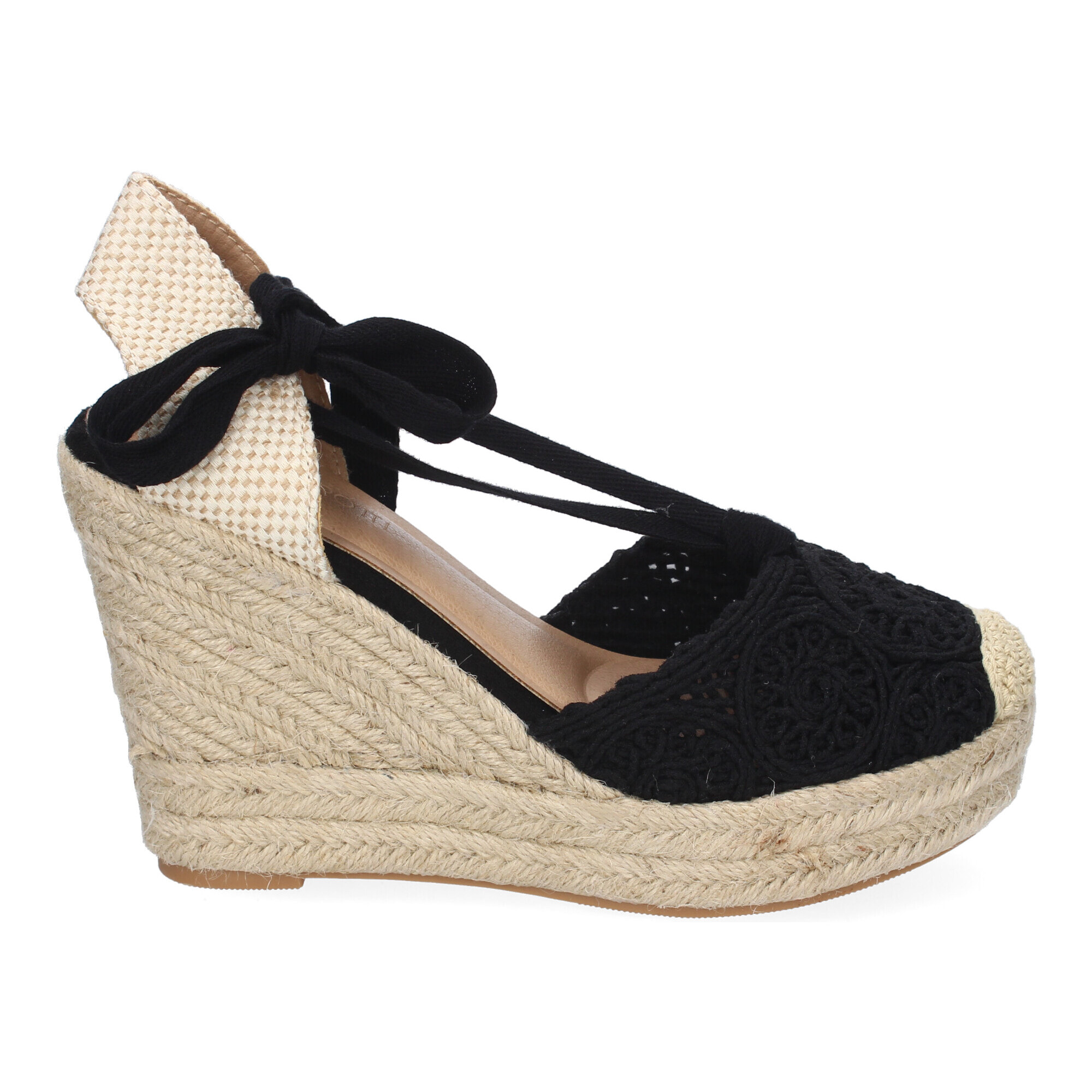 Sandalia de Cuña de Yute para Mujer, Diseño Comodo y Moderno, Elegante con Cintas