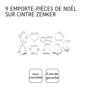 Lot de 9 emporte-pièces de Noël sur cintre Zenker Emporte-pièces