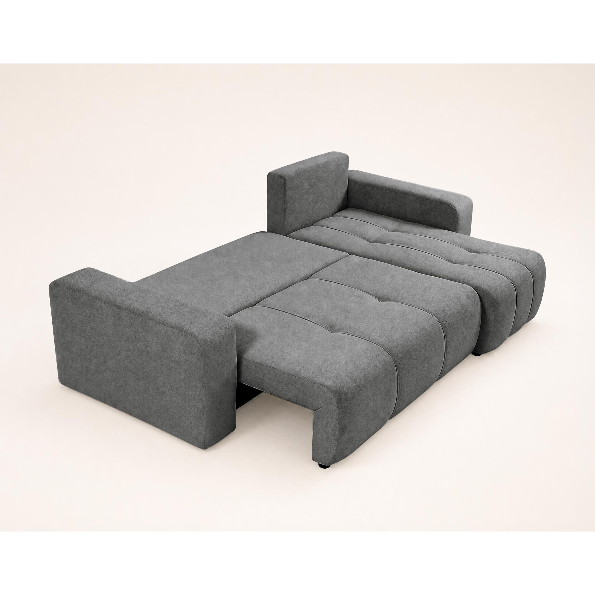 Nicole - canapé d'angle réversible 4 places convertible avec coffre en tissu - Gris