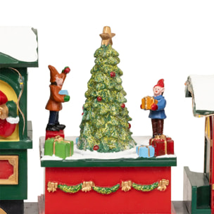 Village lumineux train Père Noël bonhomme de neige 12 LED musical