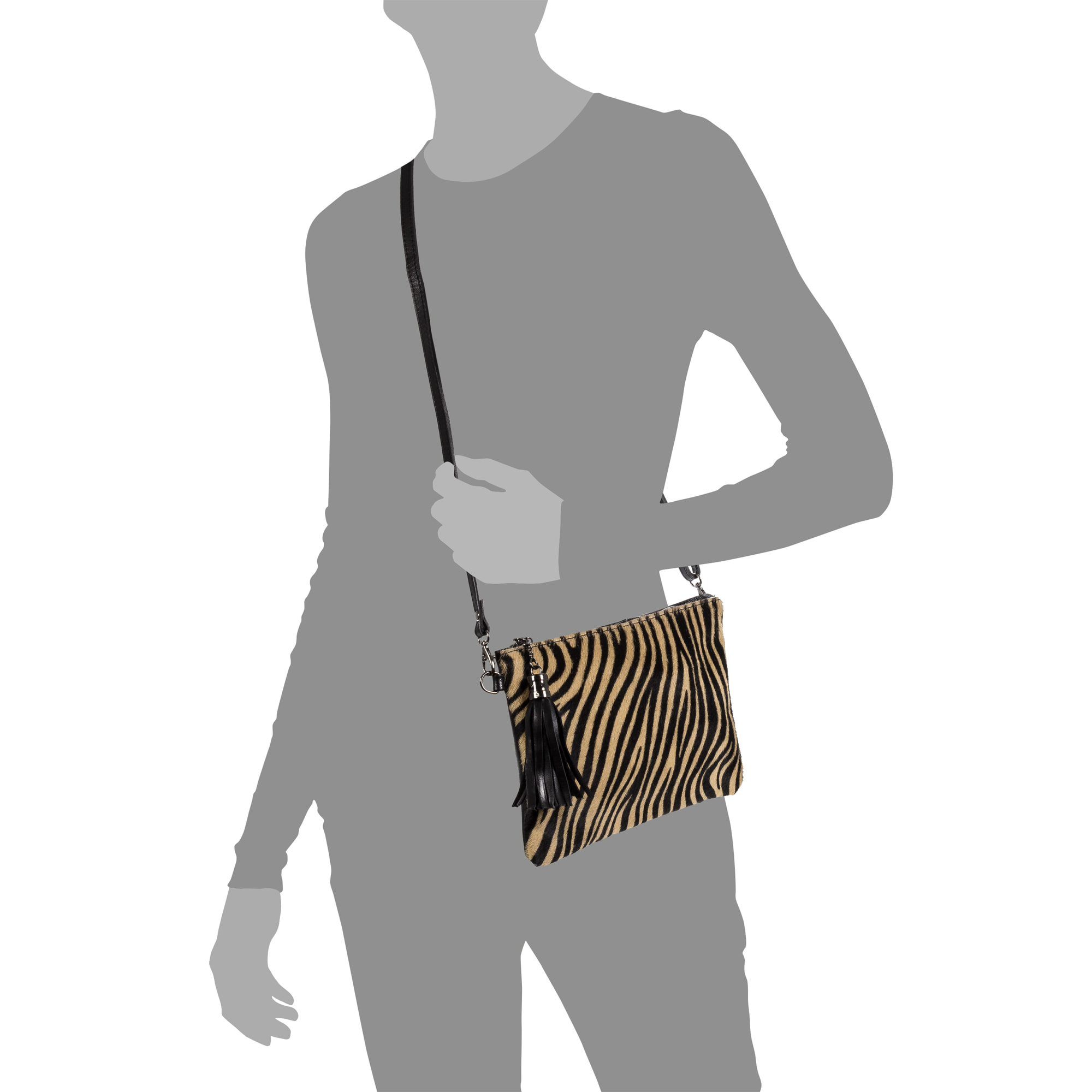 Ermine Bolso bandolera Mujer.Piel auténtica Sauvage  Cavallino Tigre