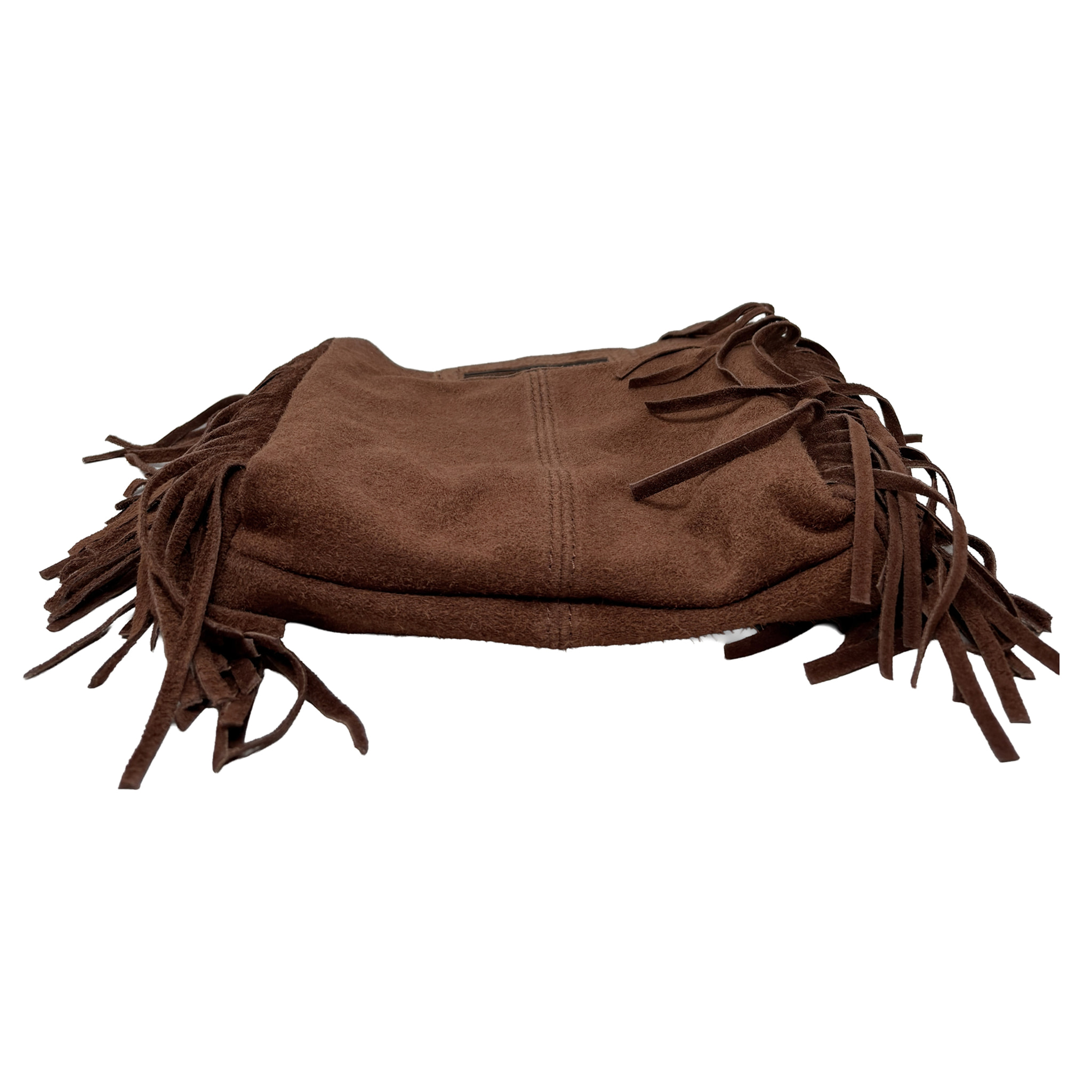 Borsa a Mano in Vera Pelle Scamosciata con Frange Made in Italy