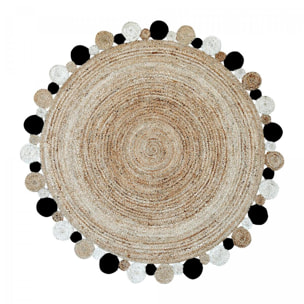 Tapis rond 120x120 rond JT RONDI Beige , tapis jute artisanal