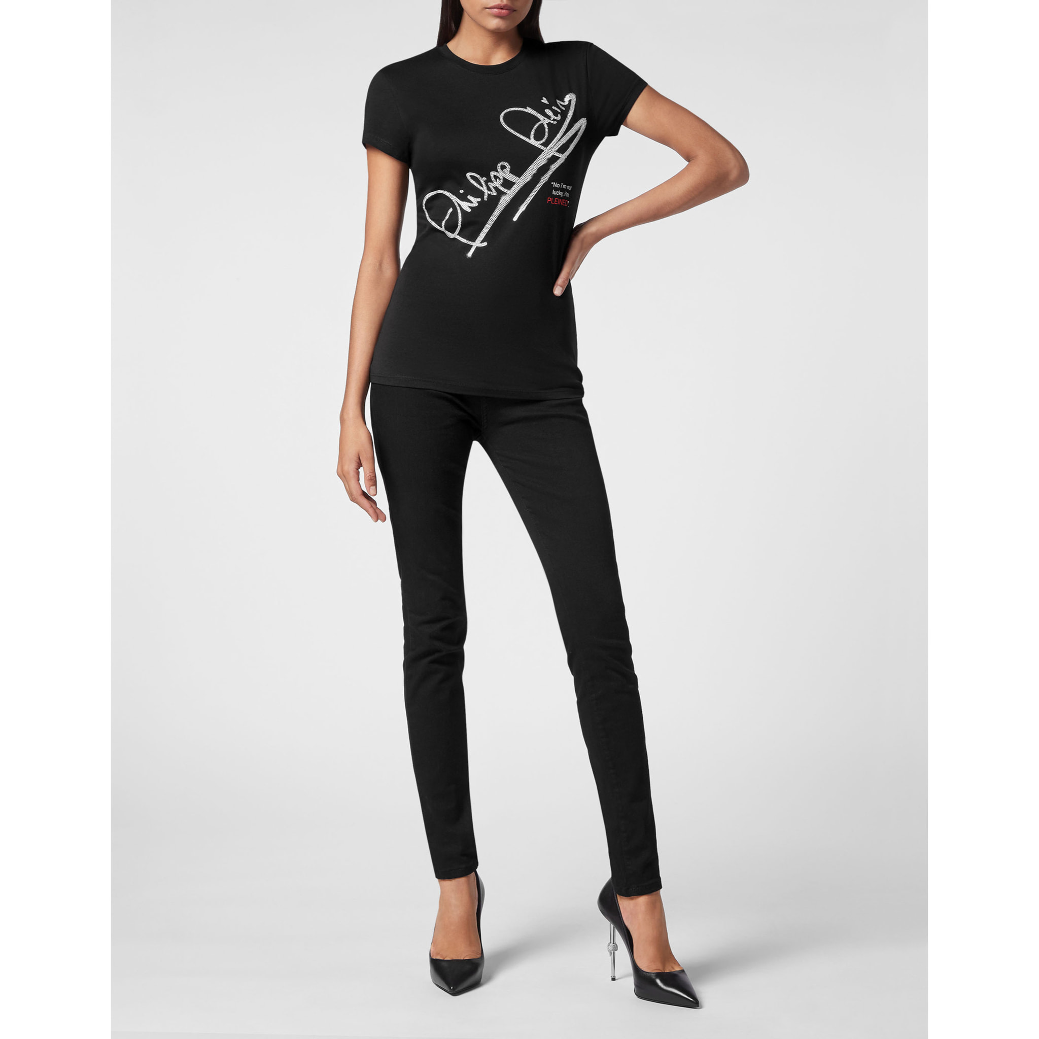 PHILIPP PLEIN Camiseta de cuello redondo y manga corta SIGNATURE