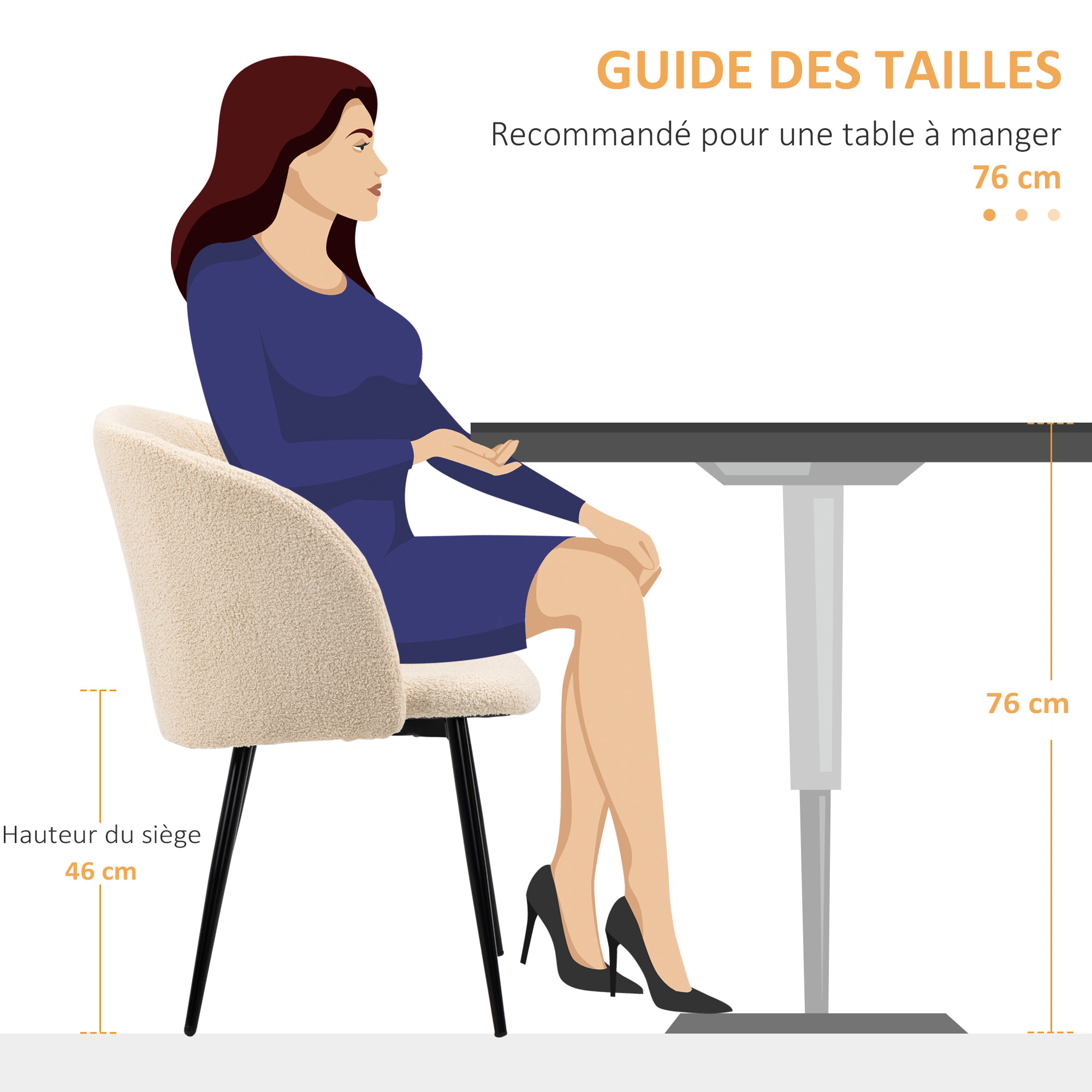 Lot de 2 chaises – Tissu bouclé – Style contemporain