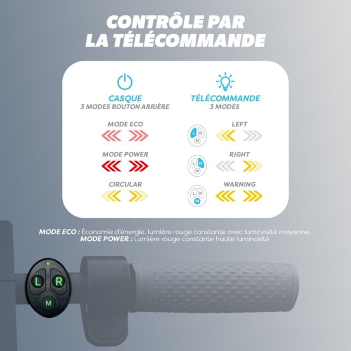 Casque TNB à LED feu de frein auto-taille L gris