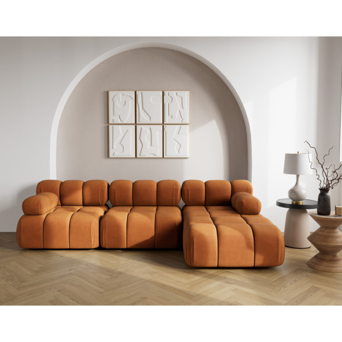 Ruby - canapé modulable d'angle droit 4 places en velours texturé - Terracotta