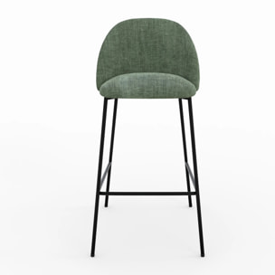 Lot de 2 chaises pour ilot central 66,5 cm en tissu vert sapin - Karl