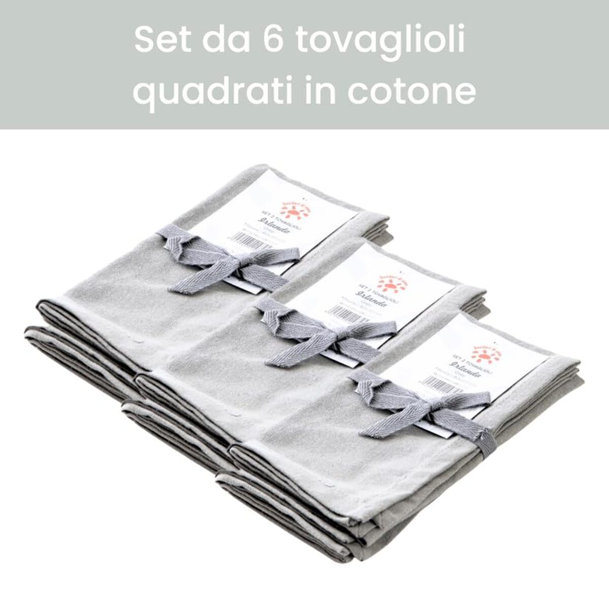 Intrecci – Set 6 tovaglioli in puro cotone 40x40 cm