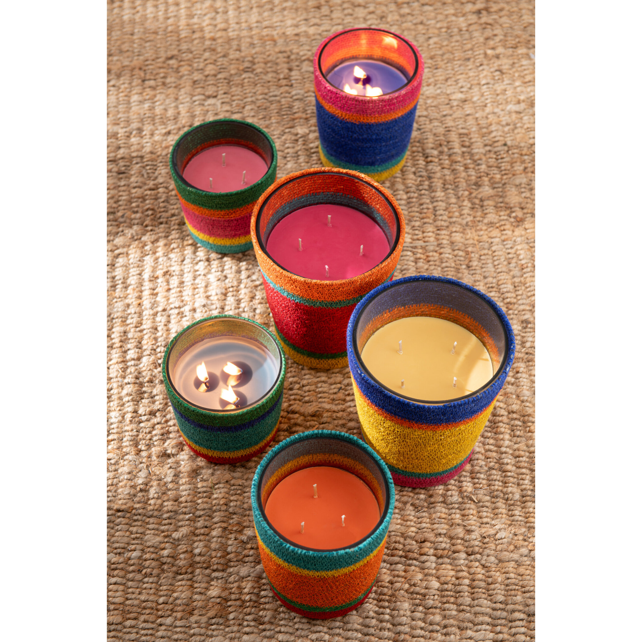 J-Line bougie parfumée Panier - Woody Aurora - mix - large - 2 pièces - 75H
