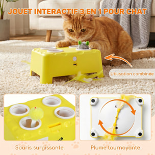Jouet interactif chat rechargeable 3 modes réglables jaune