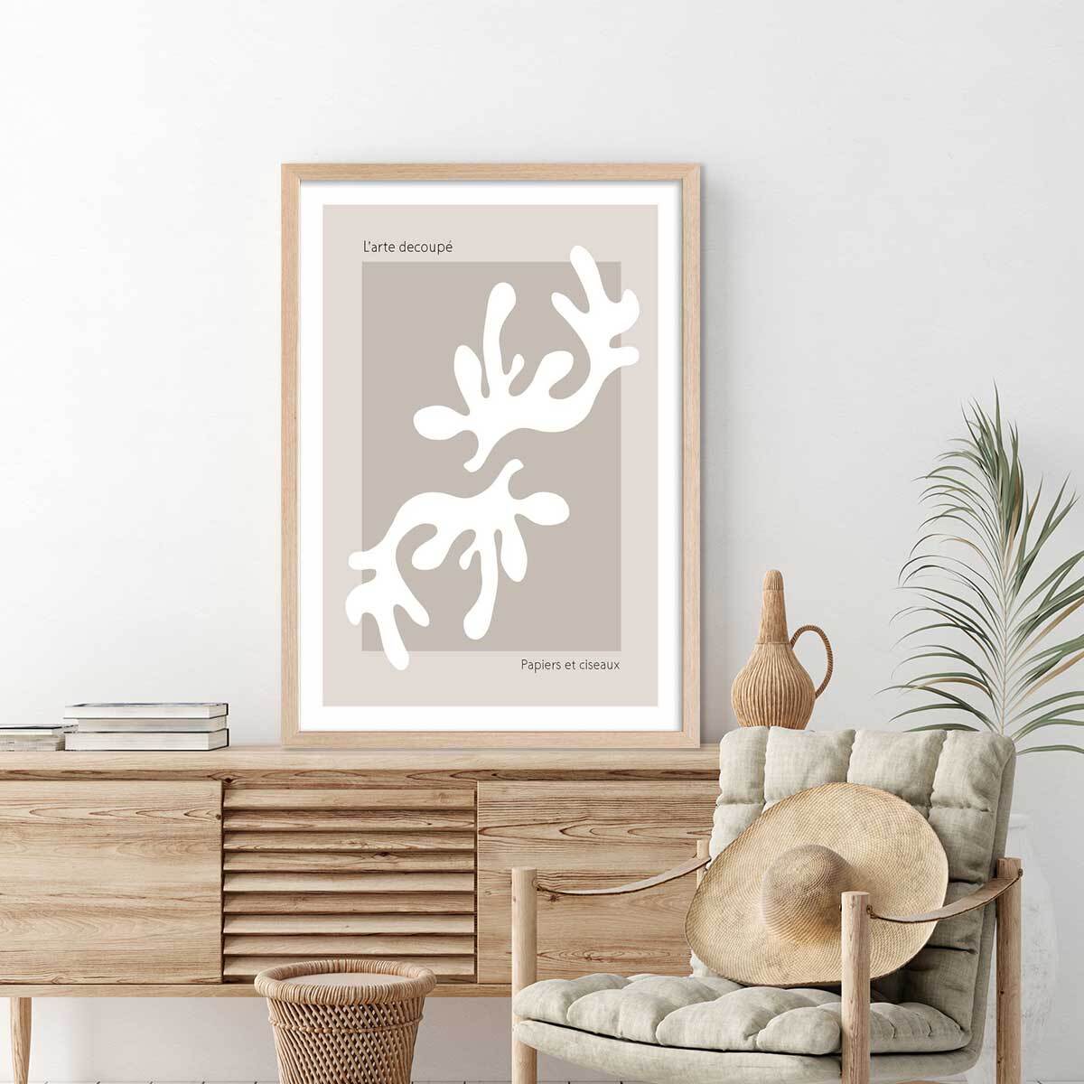 Affiche  papiers et ciseaux Affiche + cadre en bois - Chêne