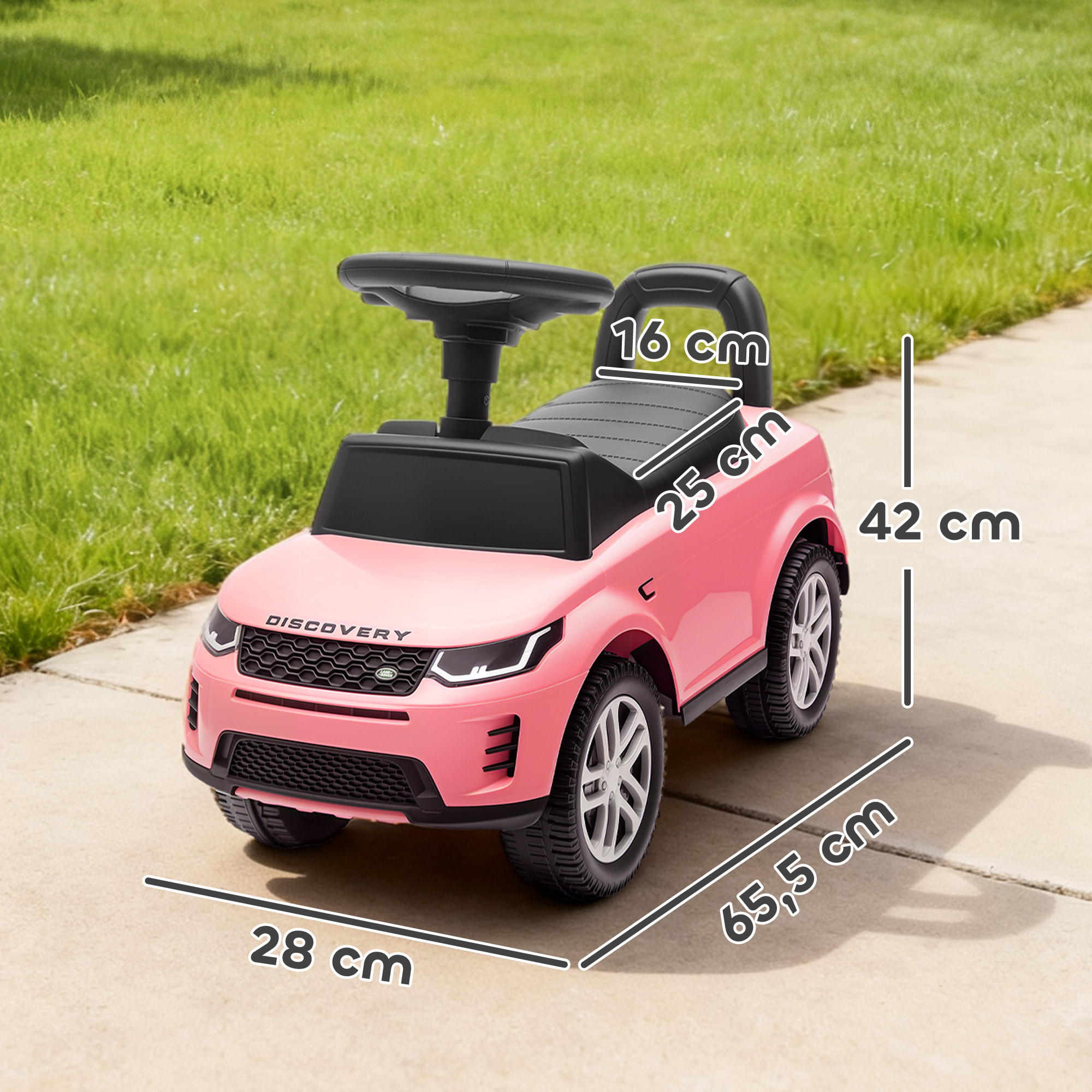 Coche Correpasillos con Licencia de Land Rover, Correpasillos para Niños de 18-36 Meses con Almacenaje, Volante, Bocina, Sonidos de Motor, 65,5x28x42 cm, Rosa
