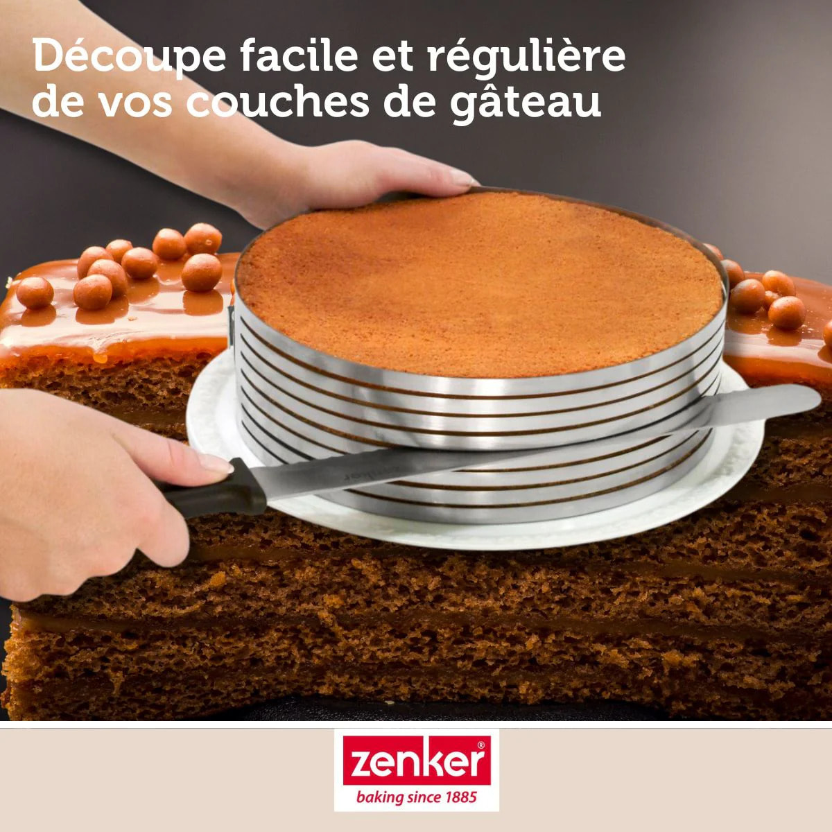 Cercle à pâtisserie pour trancher les gâteaux en étages 26 à 28 cm Zenker Smart Pastry