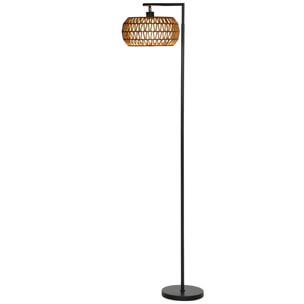 Lámpara de Pie con Doble Capa de Pantalla, Lámpara de Pie Bohemia con 3 Temperaturas de Color, Brillo Ajustable, Control Remoto, Interruptor de Pie, Temporizador, para Dormitorio, Oficina