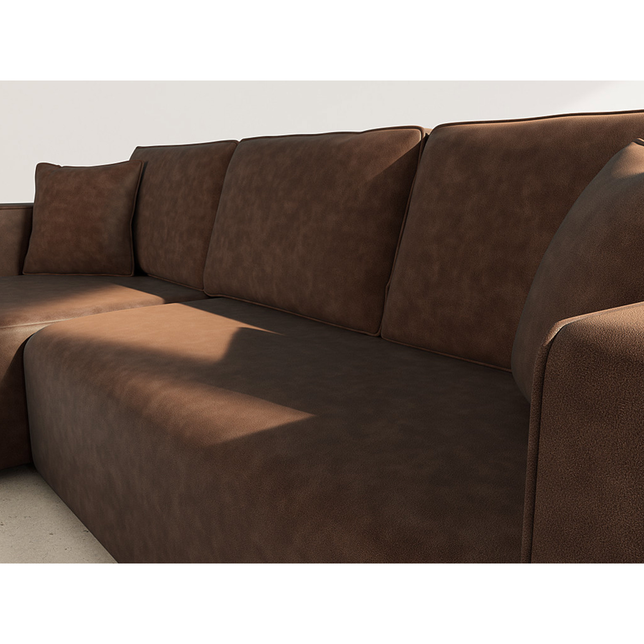 Topaze - canapé d'angle réversible 4 places convertible avec coffre en simili - Marron