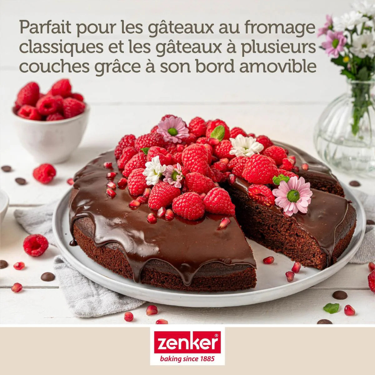 Lot avec 1 Moule à manqué à charnière 24 cm, 1 spatule Zenker et 2 bols à mixer en inox Fackelmann