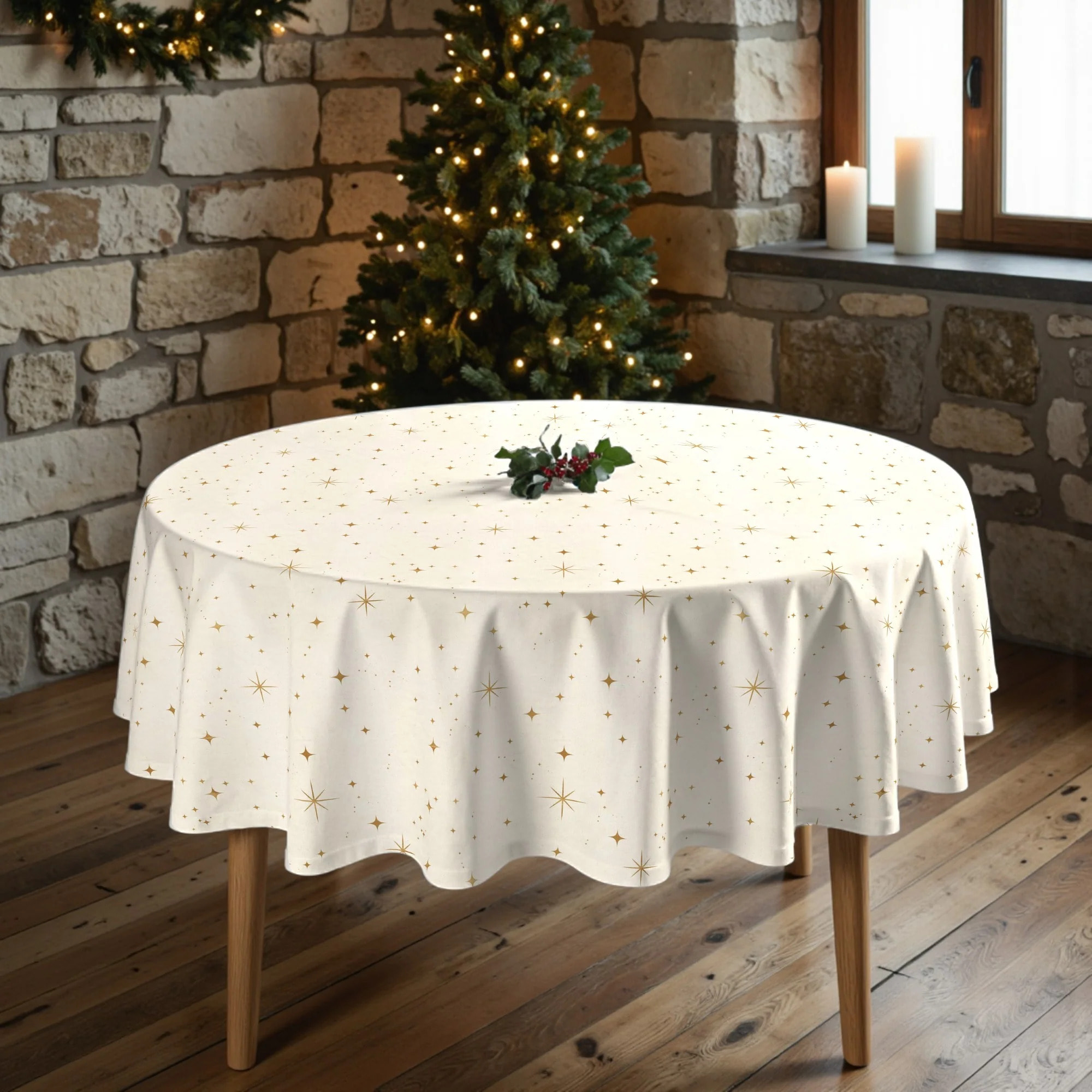 Nappe ronde anti-taches Christmas Ciel Rouge 3