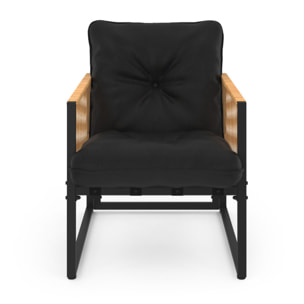 Salon de jardin Ozéa 4 places noir et cordage