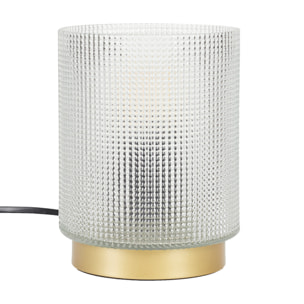 Lampe A Poser Verre Embosse Blanc