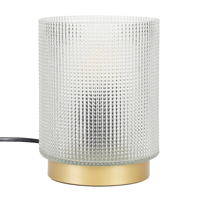 Lampe A Poser Verre Embosse Blanc
