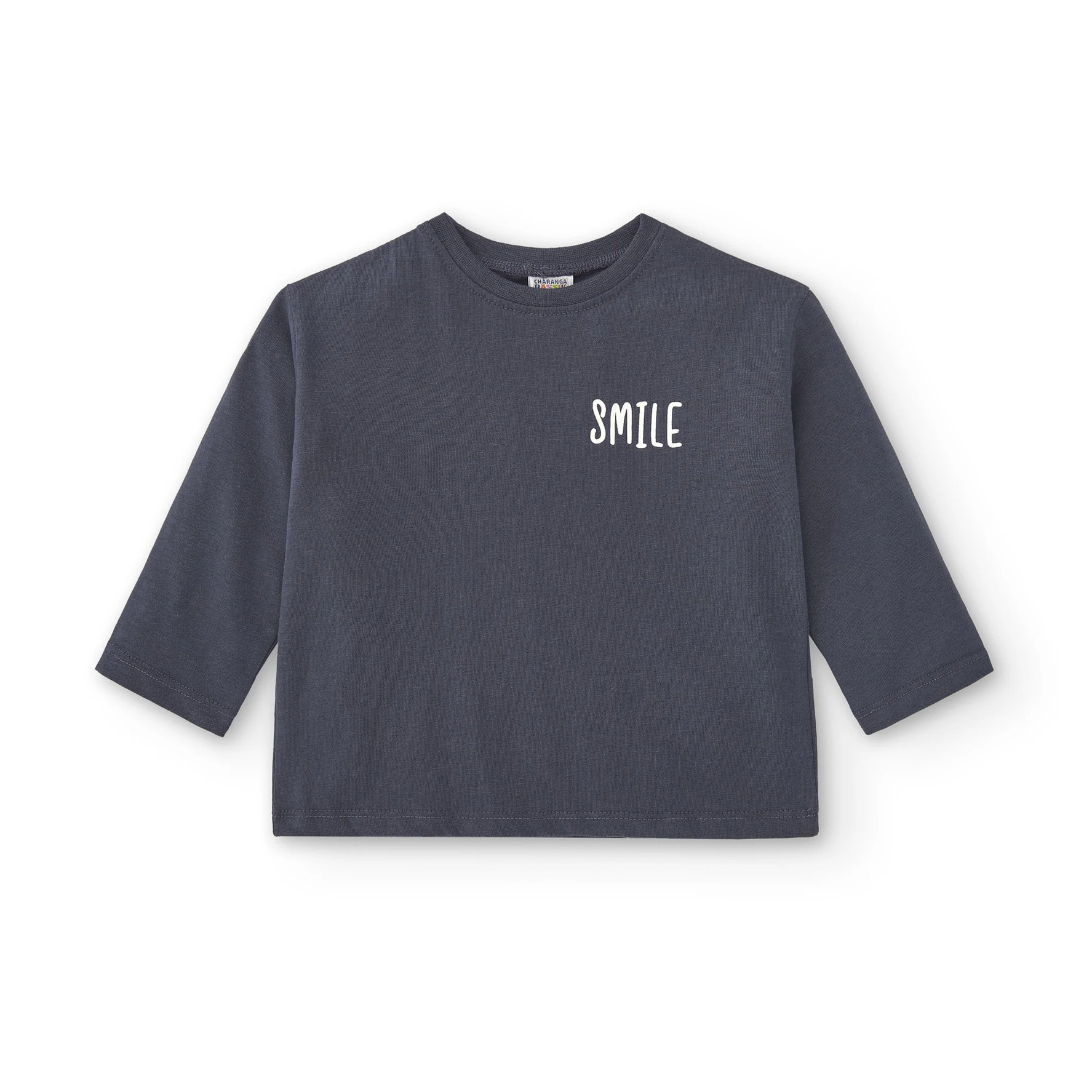 T-shirt Basic Da Bambino In Colore Antracite Smile