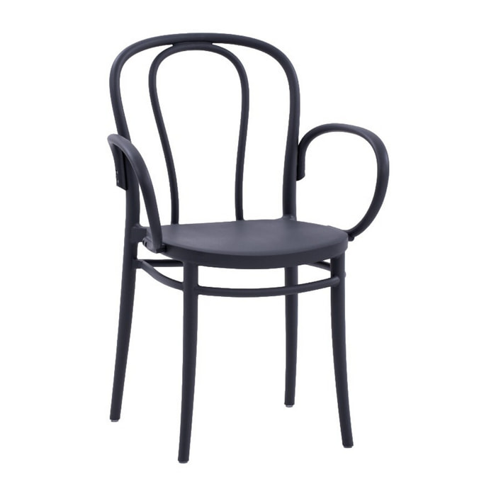 Set di 2 sedie NEWCASTLE in polipropilene antracite con braccioli, impilabili