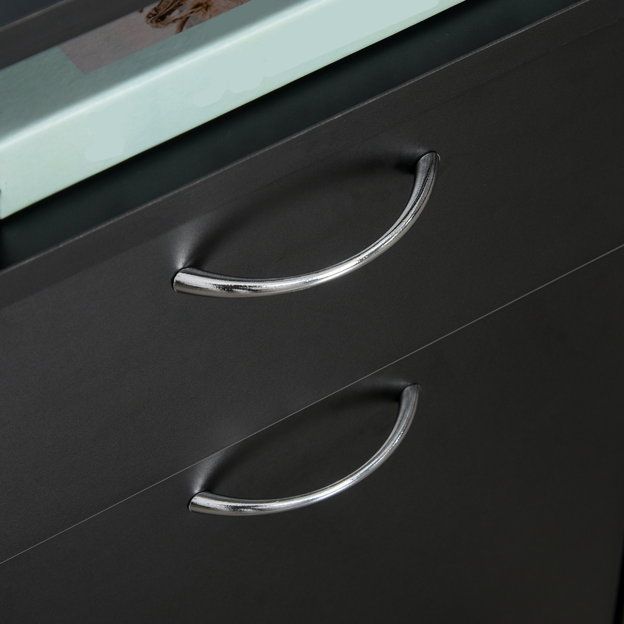 Cajonera de Oficina Móvil con Cajón y Gabinete Mueble Archivador con Ruedas Soporte de Impresora para Estudio 40x35x60 cm Negro