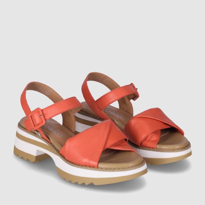 Sandalias de Piel - Rojo - Tacón: 4 cm
