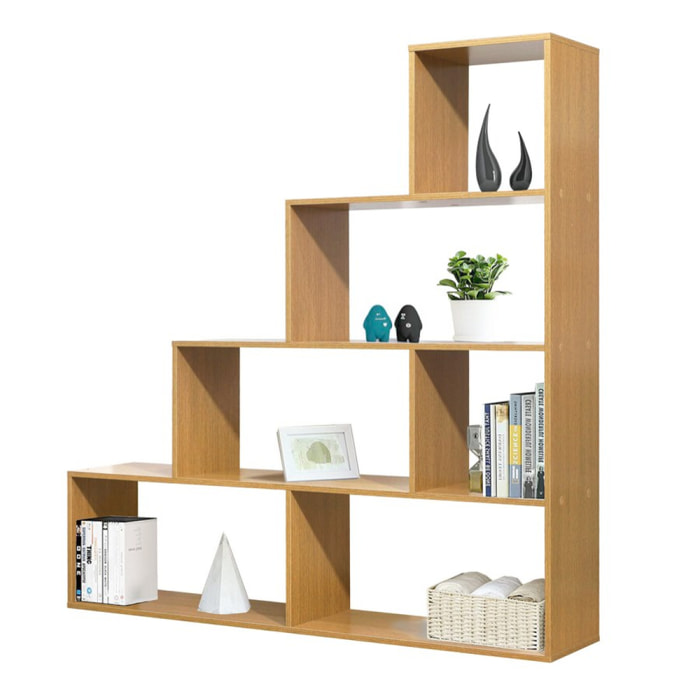 Libreria a scala in rovere naturale 145x145 cm