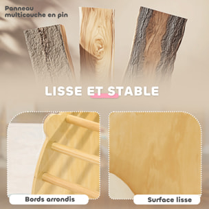 Ensemble d'escalade en bois 3 en 1 - arche, bascule, table - coussin inclus - panneaux bois pin