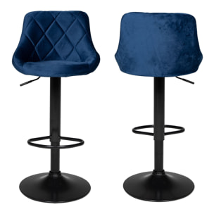 Lot de 2 tabourets de bar en velours bleu ROBIN