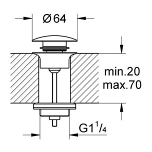 GROHE Bonde CLIC CLAC pour lavabo avec trop plein, chromé 65807000