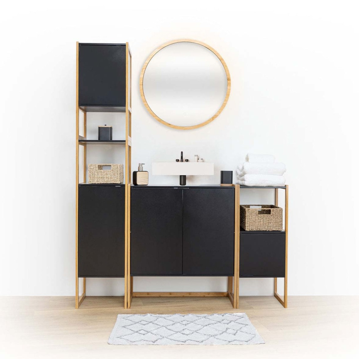 Meuble bas sous lavabo "Naturéo" noir