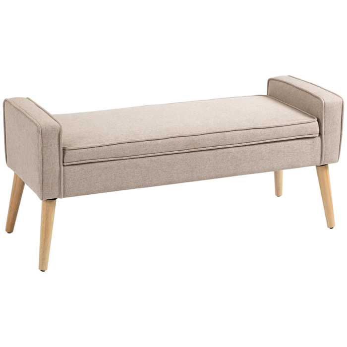 Banco de Almacenamiento Tapizado en Lino con Tapa Abatible 120x45x54 cm Beige