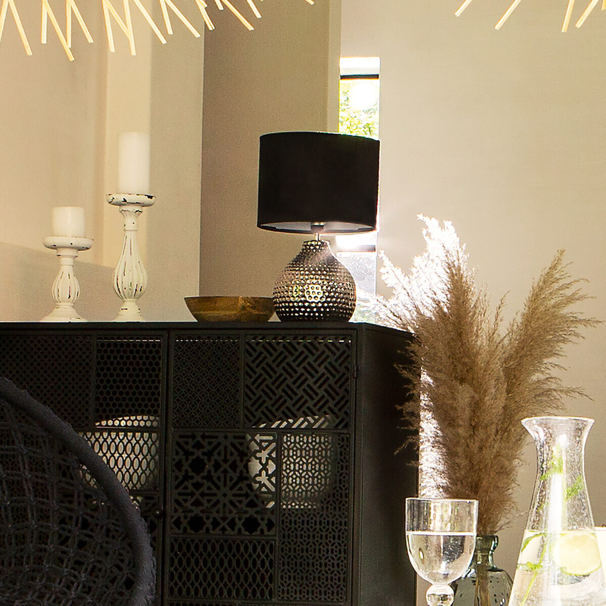 Lampe "Mozo" argent - céramique H38 cm