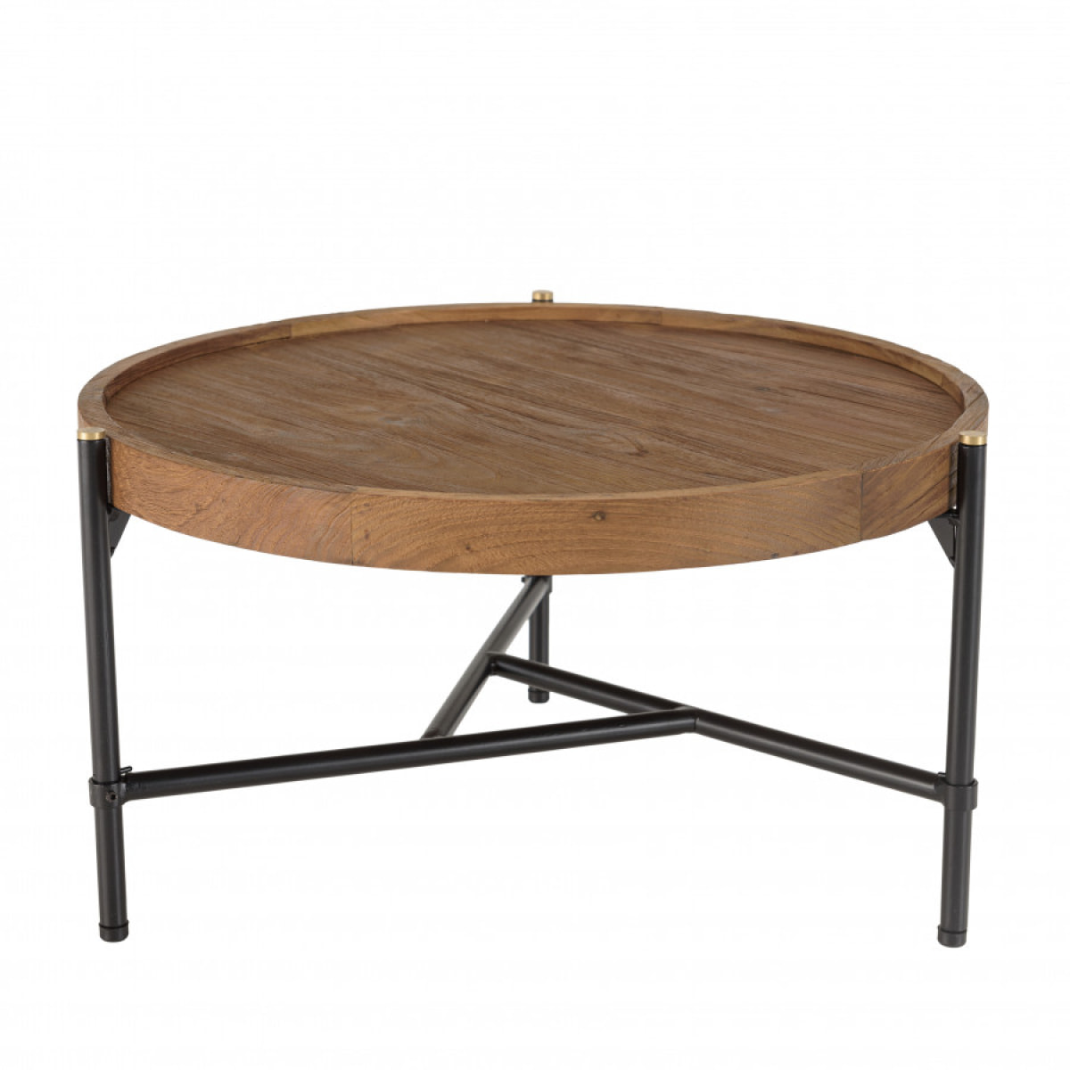 ALIDA - Table basse ronde 58x58cm plateau en teck recyclé