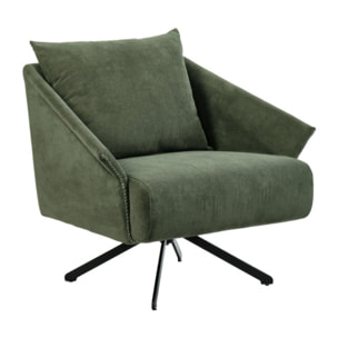 Fauteuil rotatif 360 en velours avec accoudoirs style vintage - ISMA